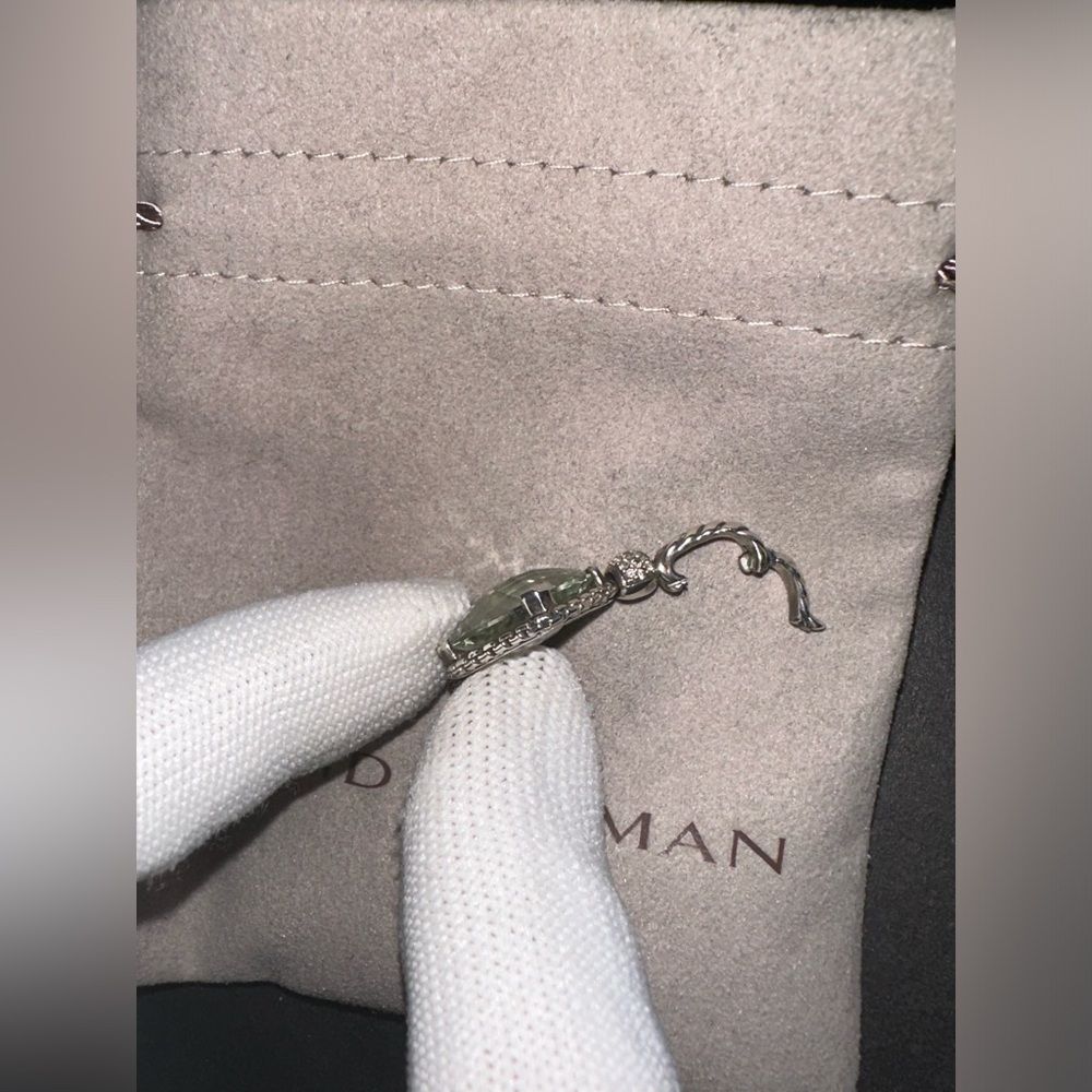 David Yurman Prasiolite Cushion on Point Pendant w/ Diamonds - Picture 8 of 13